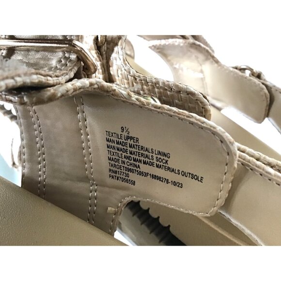 A New Day Womens Textured Beige Sandals Size 9.5 Adjustable Straps Comfortable F - Picture 5 of 7